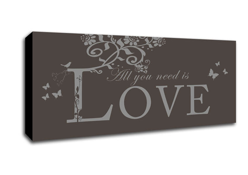 Picture of Music Quote All You Need Is Love Chocolate Panoramic Canvas Wall Art