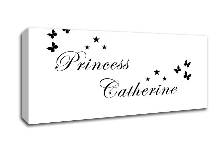 Picture of Your Own Name Princess White Panoramic Canvas Wall Art