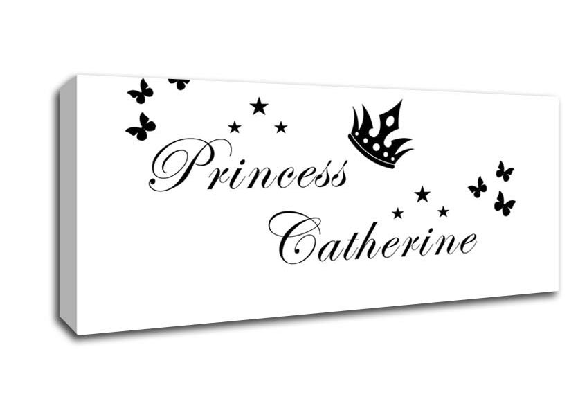 Picture of Your Own Name Princess 2 White Panoramic Canvas Wall Art