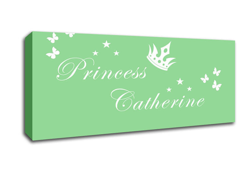 Picture of Your Own Name Princess 2 Green Panoramic Canvas Wall Art