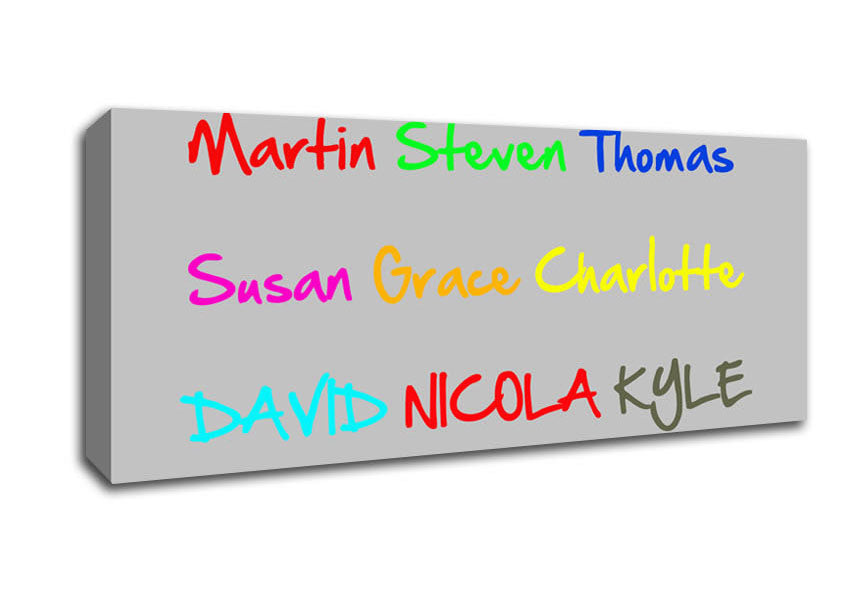 Picture of Your Name In A Choice Of Colours Grey Panoramic Canvas Wall Art