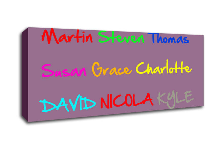 Picture of Your Name In A Choice Of Colours Dusty Pink Panoramic Canvas Wall Art