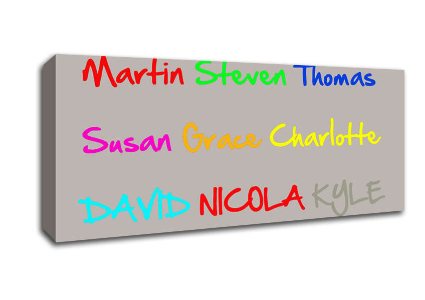 Picture of Your Name In A Choice Of Colours Beige Panoramic Canvas Wall Art