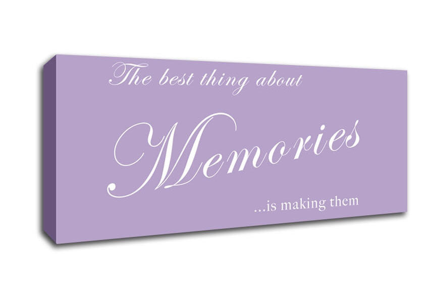 Picture of Love Quote The Best Thing About Memories Lilac Panoramic Canvas Wall Art