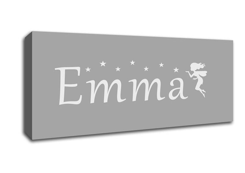 Picture of Your Name In Fairy Dust Grey White Panoramic Canvas Wall Art
