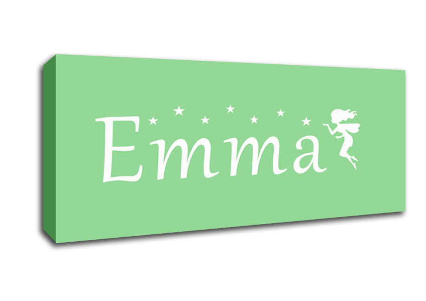 Picture of Your Name In Fairy Dust Green Panoramic Canvas Wall Art