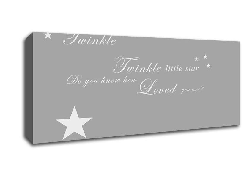 Picture of Nursery Quote Twinkle Twinkle Little Star 1 Grey White Panoramic Canvas Wall Art
