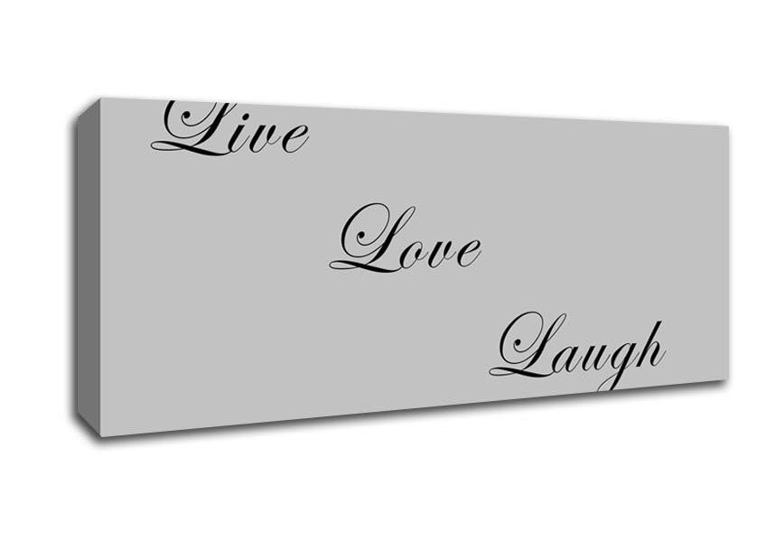 Picture of Love Quote Live Love Laugh Grey Panoramic Canvas Wall Art
