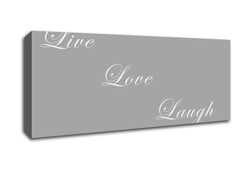 Picture of Love Quote Live Love Laugh Grey White Panoramic Canvas Wall Art