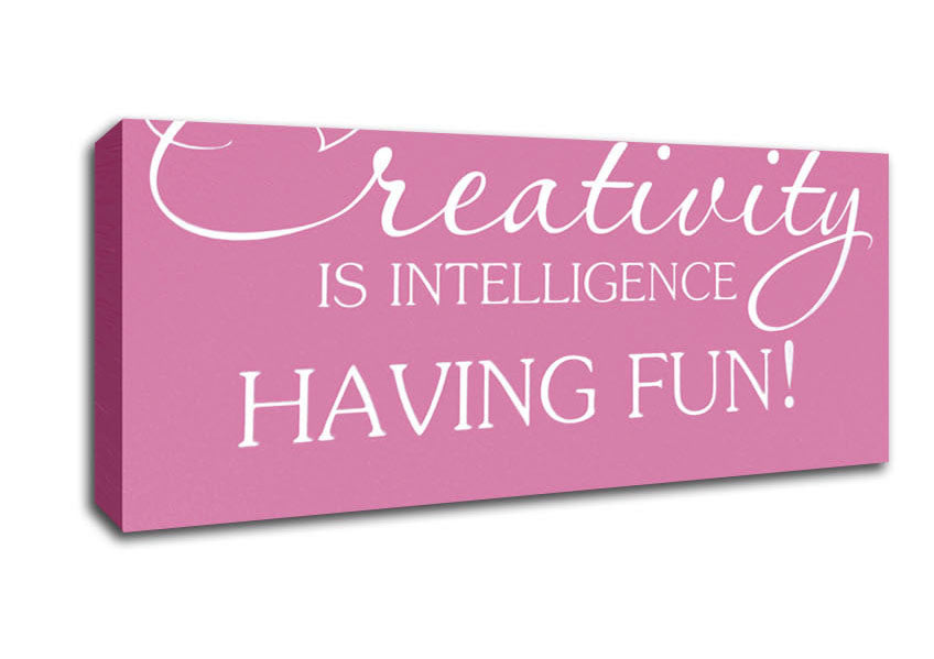Picture of Motivational Quote Albert Einstein Creativity Is Intelligence Pink Panoramic Canvas Wall Art