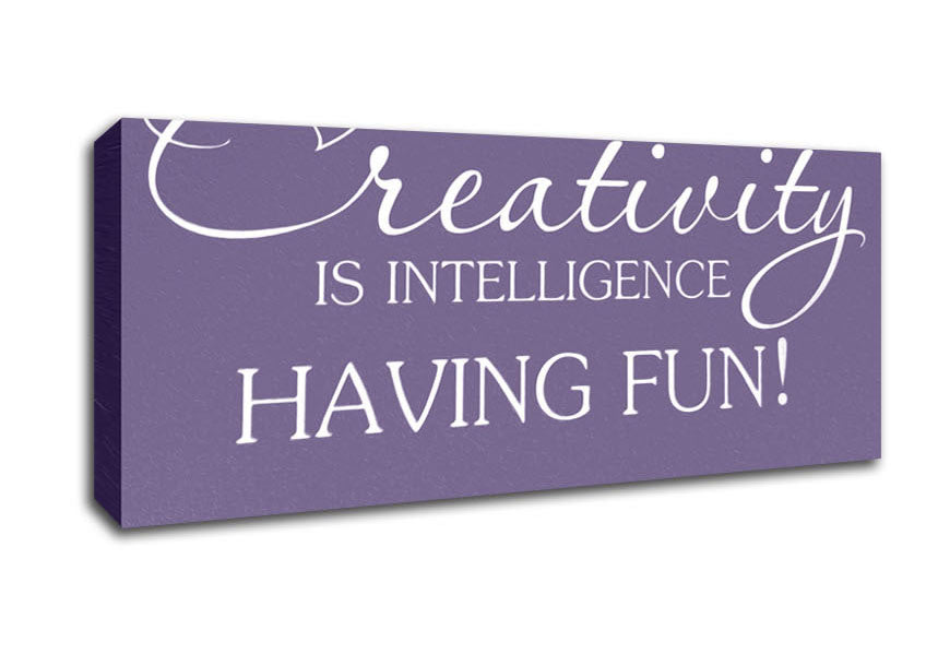 Picture of Motivational Quote Albert Einstein Creativity Is Intelligence Lilac Panoramic Canvas Wall Art