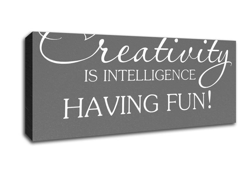 Picture of Motivational Quote Albert Einstein Creativity Is Intelligence Grey Panoramic Canvas Wall Art