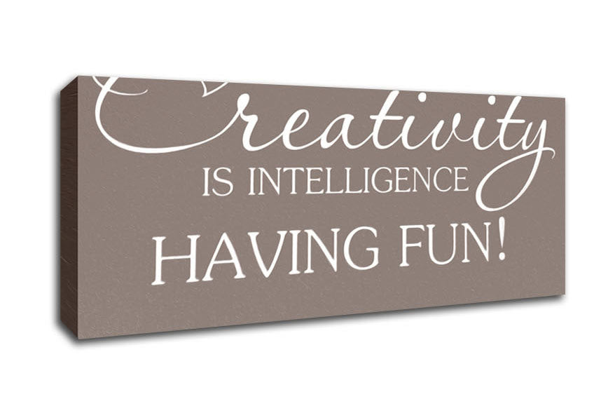 Picture of Motivational Quote Albert Einstein Creativity Is Intelligence Beige Panoramic Canvas Wall Art