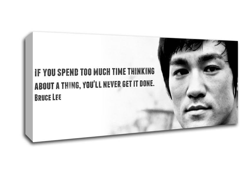 Picture of Motivational Quote Bruce Lee If You Spend Too Much Time Thinking Panoramic Canvas Wall Art