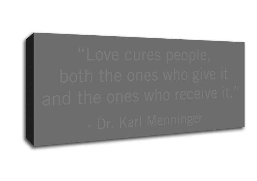 Picture of Dr Karl Menninger Love Cures People Grey Panoramic Canvas Wall Art