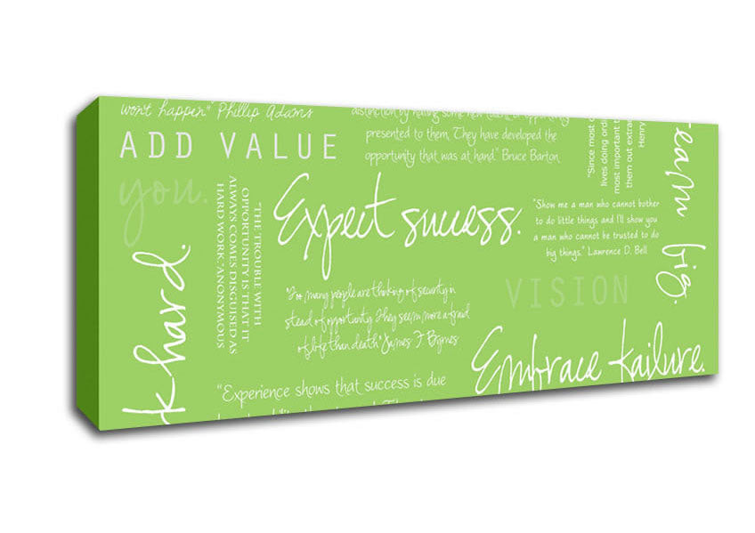 Picture of Work Hard Dream Big Expect Success Lime Green Panoramic Canvas Wall Art