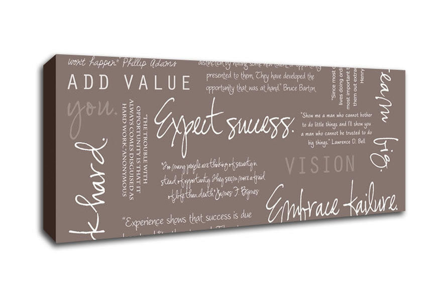 Picture of Work Hard Dream Big Expect Success Beige Panoramic Canvas Wall Art