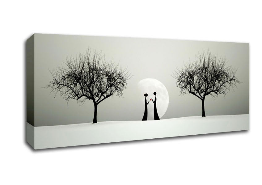 Picture of Love Between The Trees And Moon Panoramic Canvas Wall Art
