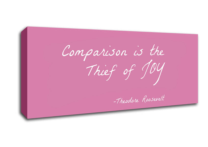 Picture of Theodore Roosevelt Comparison Is The Thief Of Joy Pink Panoramic Canvas Wall Art
