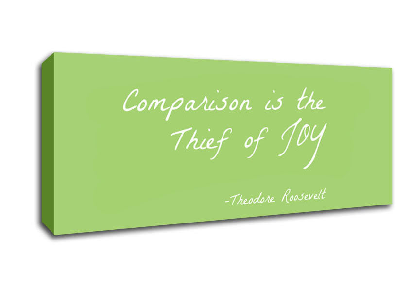 Picture of Theodore Roosevelt Comparison Is The Thief Of Joy Lime Green Panoramic Canvas Wall Art