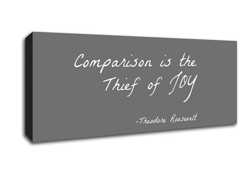 Picture of Theodore Roosevelt Comparison Is The Thief Of Joy Grey Panoramic Canvas Wall Art