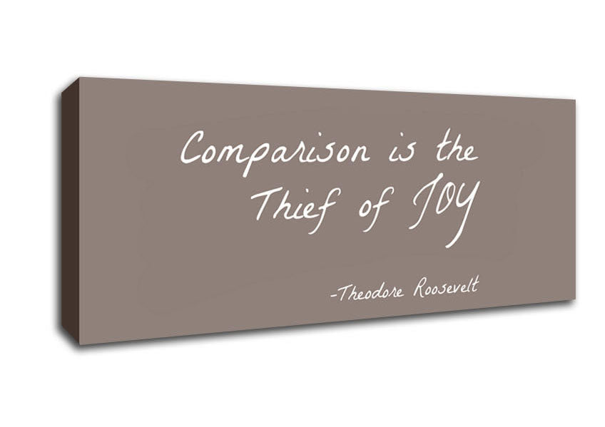 Picture of Theodore Roosevelt Comparison Is The Thief Of Joy Beige Panoramic Canvas Wall Art