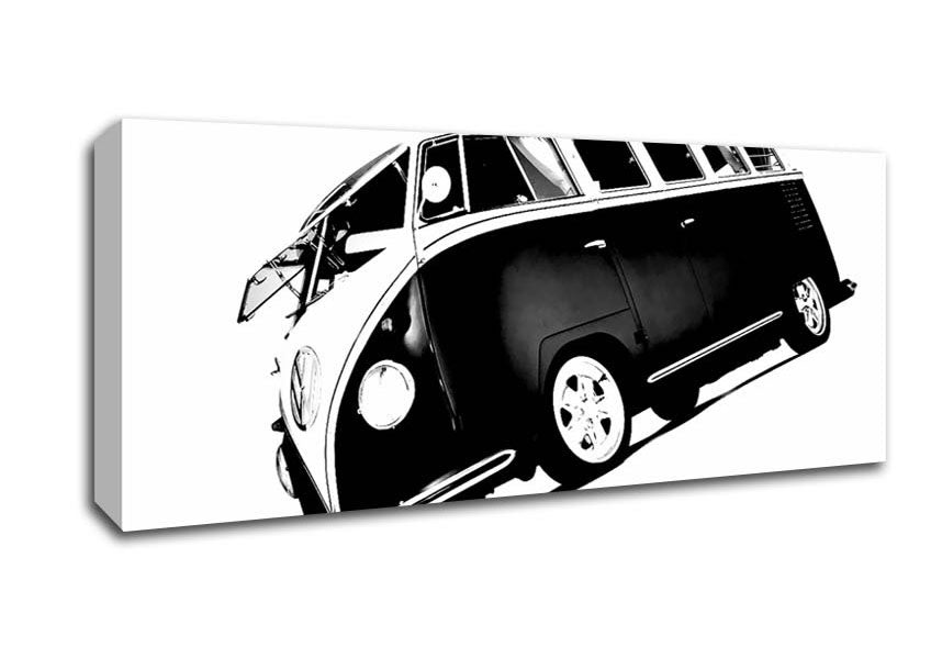 Picture of VW Camper Van Black n White Panoramic Canvas Wall Art