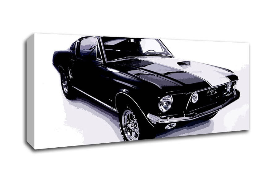 Picture of Mustang 67 B n W Panoramic Canvas Wall Art