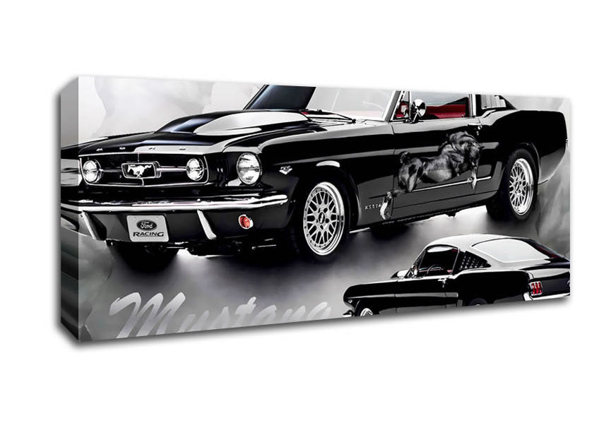 Picture of Mustang 65 Black Panoramic Canvas Wall Art