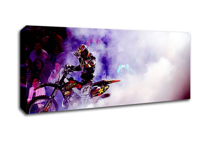 Picture of Motorcross Stunt Driver Panoramic Canvas Wall Art