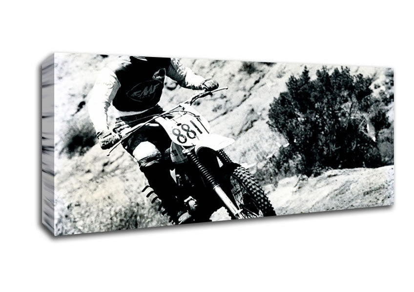 Picture of Motorcross Retro Race Panoramic Canvas Wall Art