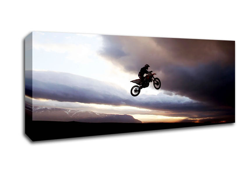 Picture of Motorcross Bike Jump Panoramic Canvas Wall Art
