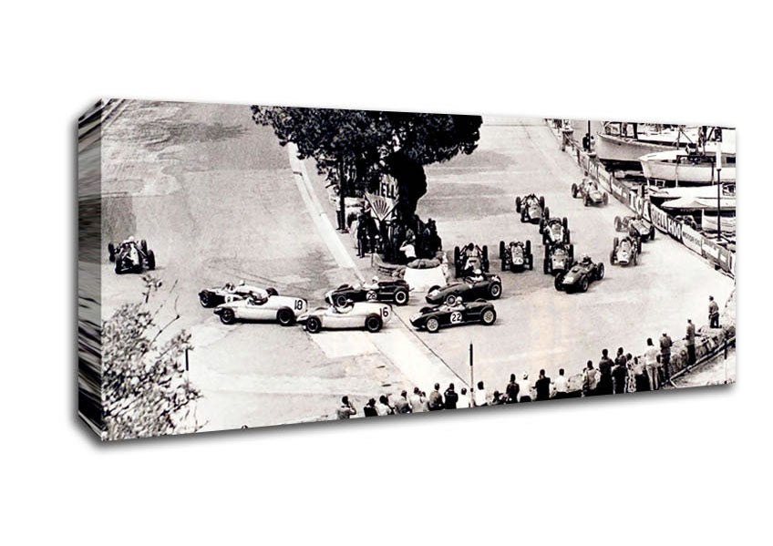 Picture of First Formula One At Monty Carlo Panoramic Canvas Wall Art