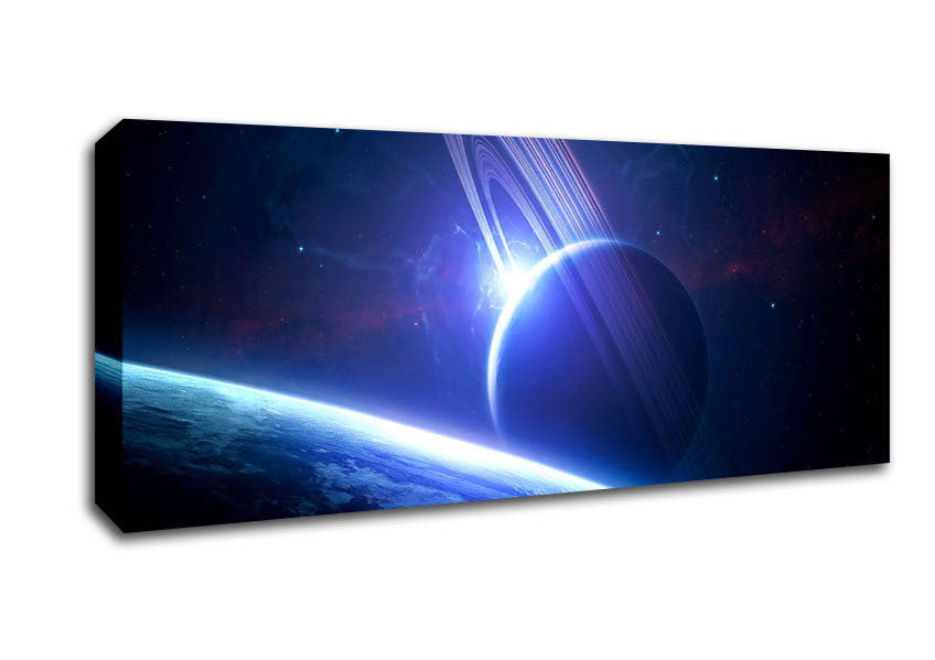 Picture of Planets Universe Blue Panoramic Canvas Wall Art