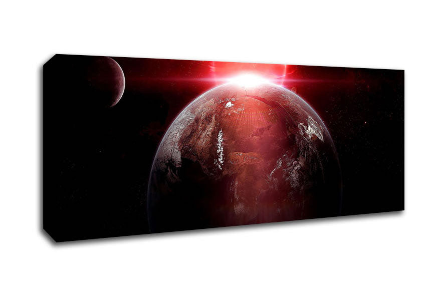 Picture of Earth Red Sunrise From Space Panoramic Canvas Wall Art