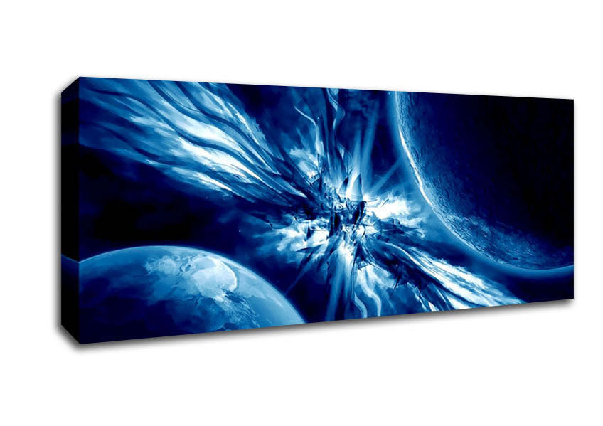 Picture of Blue Winged Planets Panoramic Canvas Wall Art
