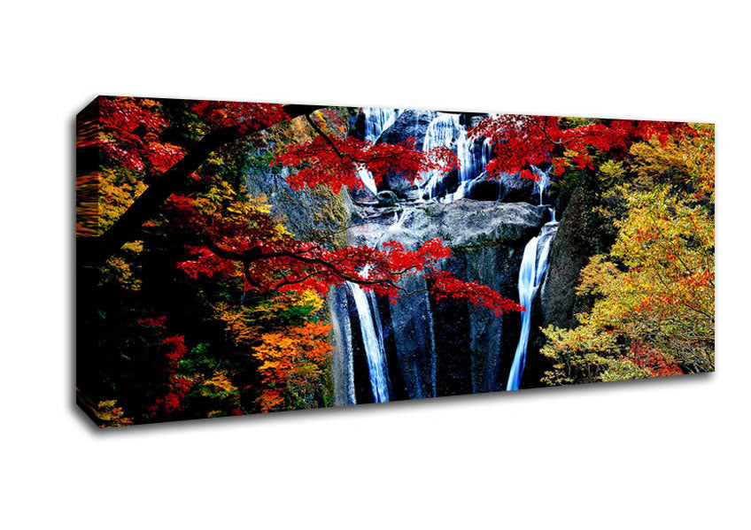 Picture of Waterfall Autumn Panoramic Canvas Wall Art