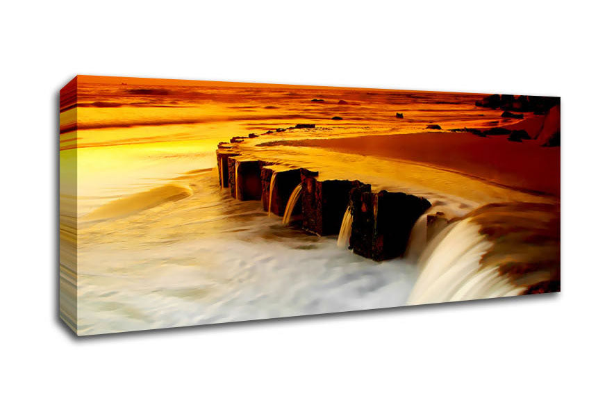 Picture of The Golden Flow To The Ocean Panoramic Canvas Wall Art