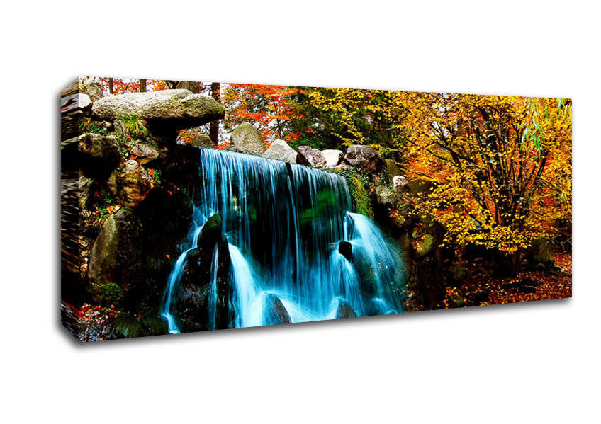 Picture of The Autumn Forest Waterfall Panoramic Canvas Wall Art