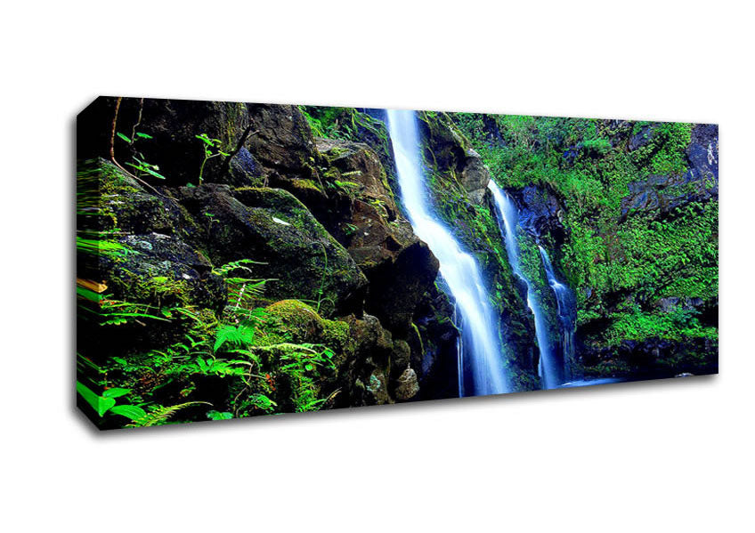 Picture of Waterfall Paradise Trio Panoramic Canvas Wall Art