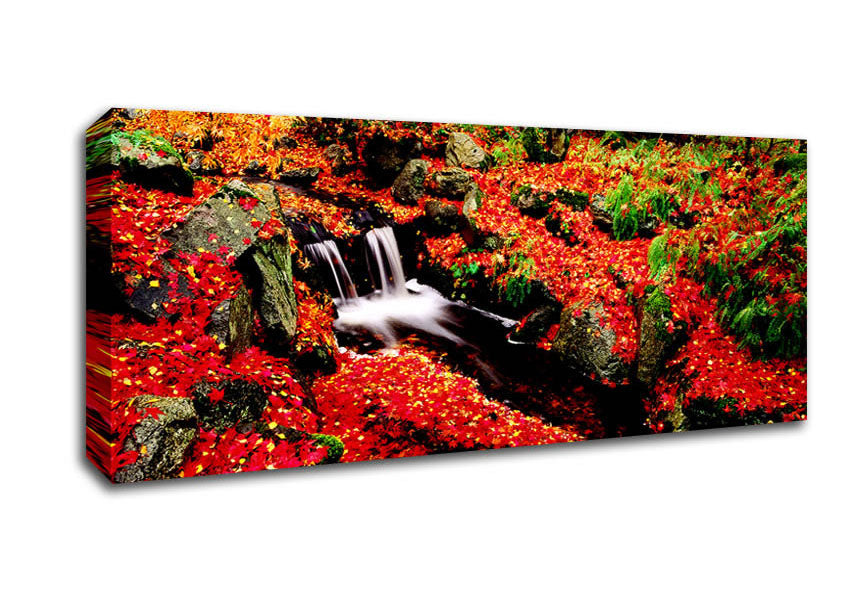 Picture of Red Winter Waterfall Panoramic Canvas Wall Art