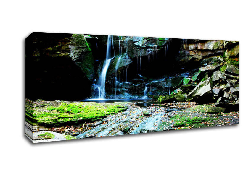 Picture of Rocky Waterfall Spill Panoramic Canvas Wall Art