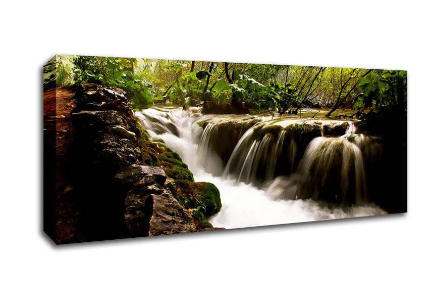 Picture of Where The Waterfall Flows Panoramic Canvas Wall Art