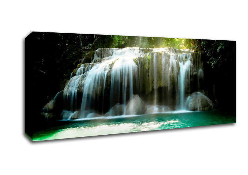 Picture of Waterfall Paradise Clear Waters Panoramic Canvas Wall Art