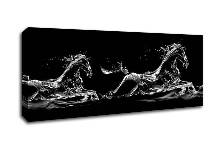 Picture of Water Horses Panoramic Canvas Wall Art