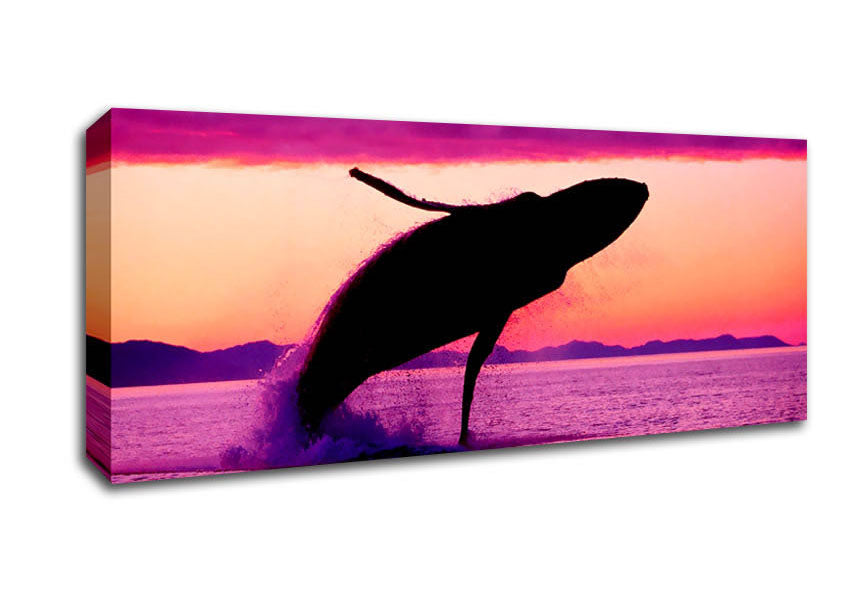 Picture of Whale Fun Panoramic Canvas Wall Art
