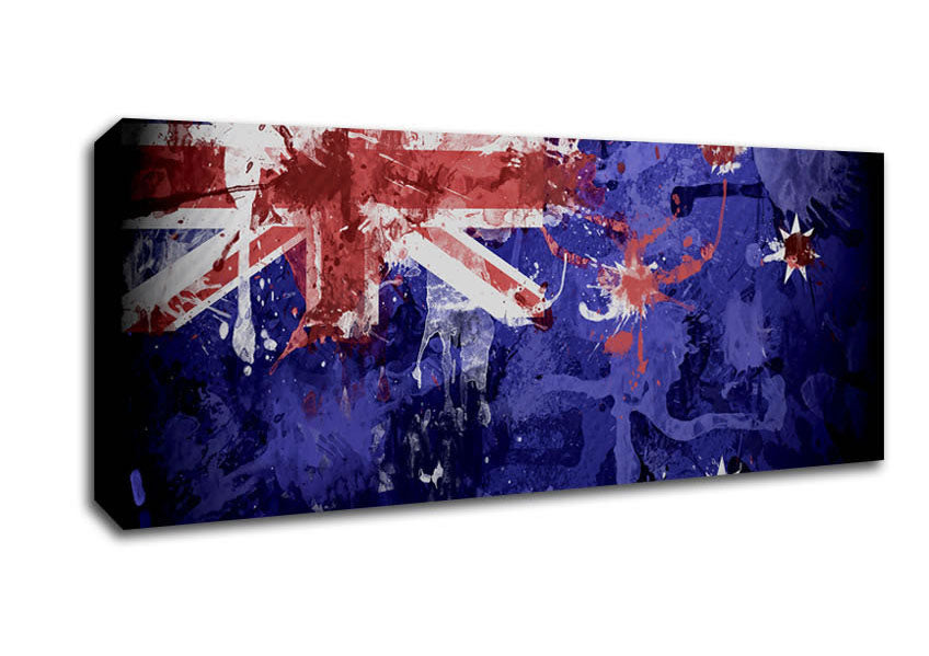 Picture of New Zealand Flag Grunge Panoramic Canvas Wall Art