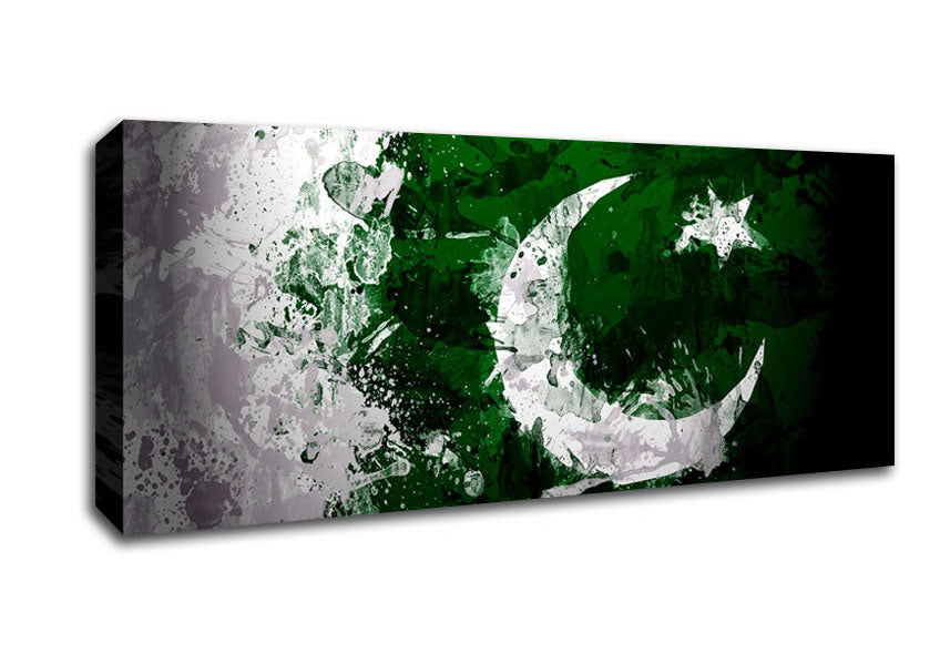 Picture of Pakistan Flag Grunge Panoramic Canvas Wall Art