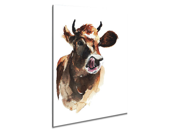 Cow Licking Good Metal Print