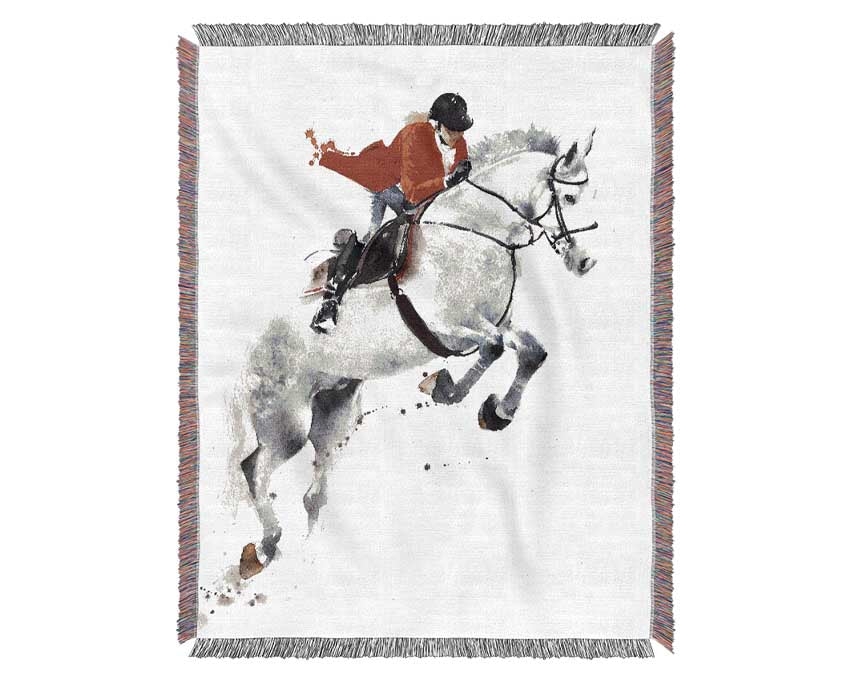Horse Jumping Woven Blanket